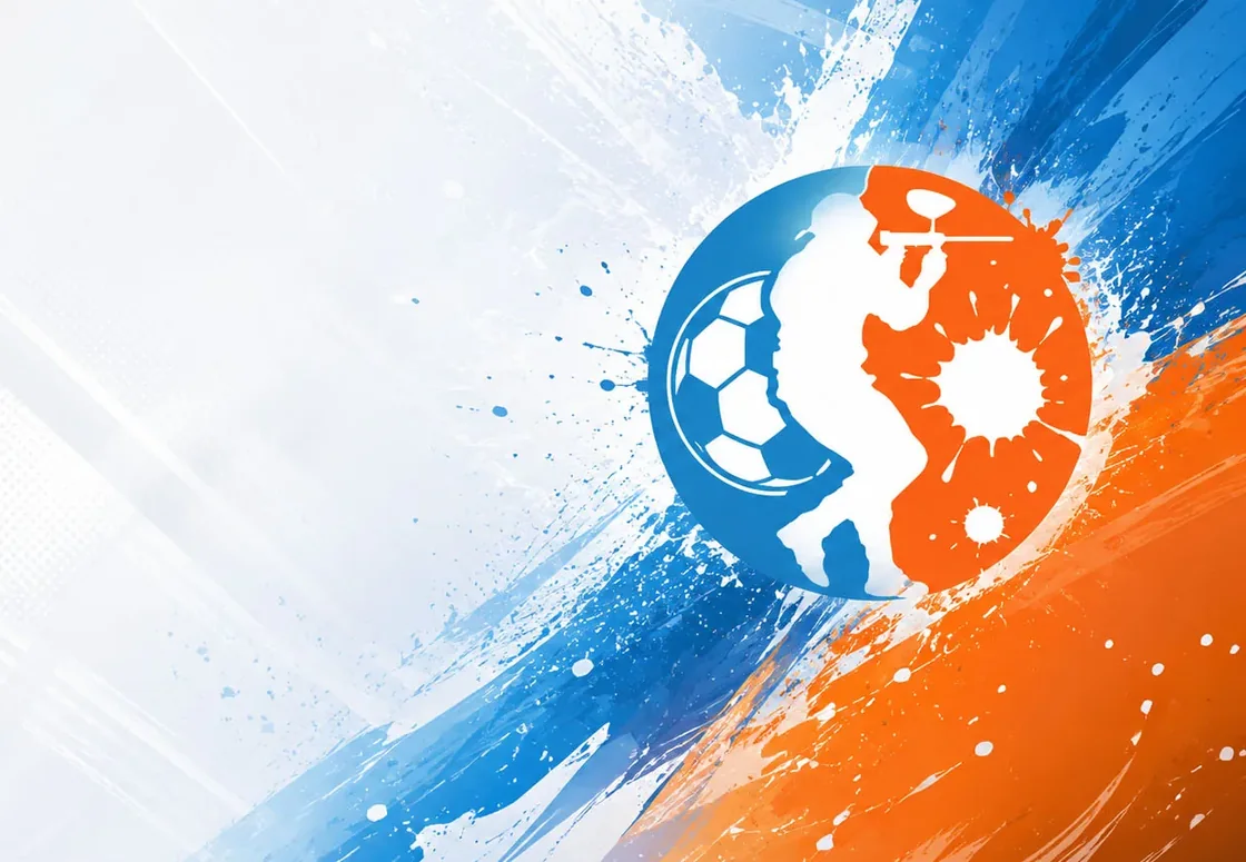 Identidad visual de Adrenasports: trazos naranja y azul con el isotipo del grupo